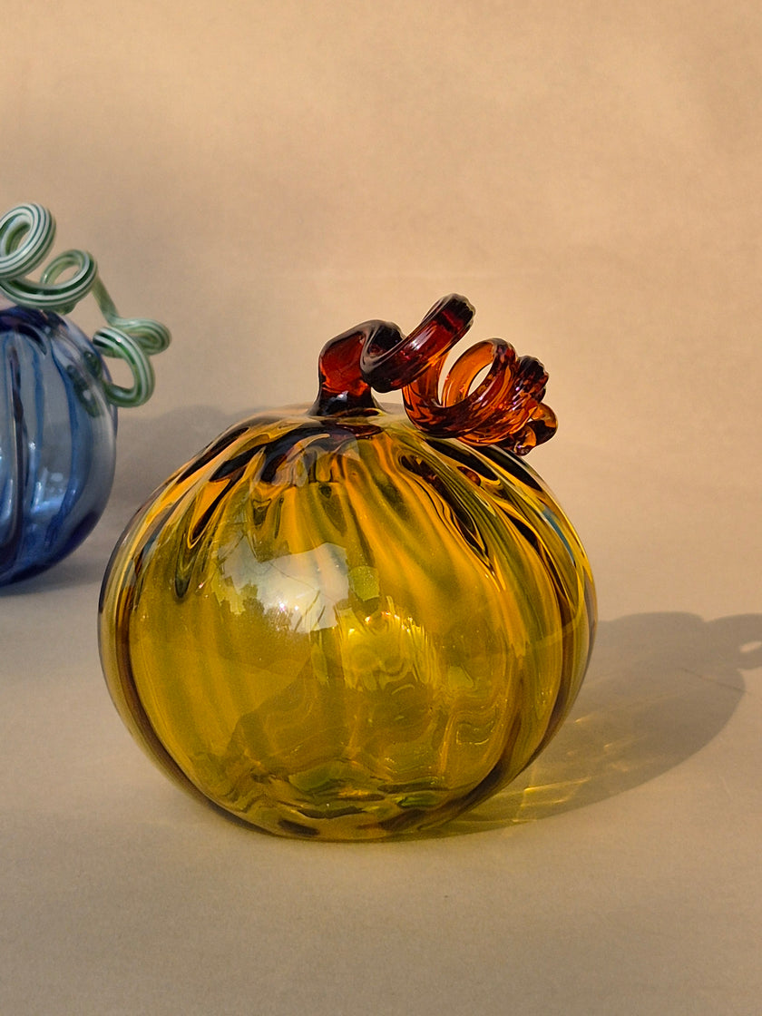 Murano-Style Glass Pumpkin Collectible