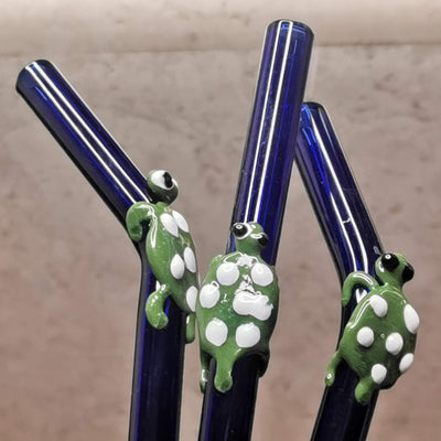 Turtle  Collection (Blue) Glass Straws- Set of 2