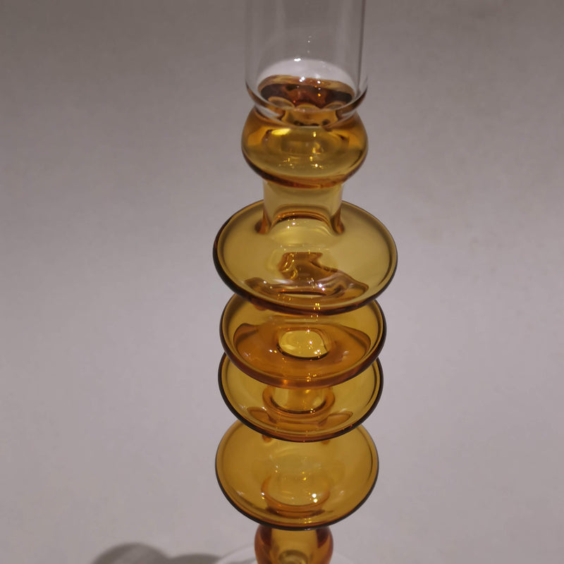 Murano Style  Vintage glass candle holder - Amber Dream