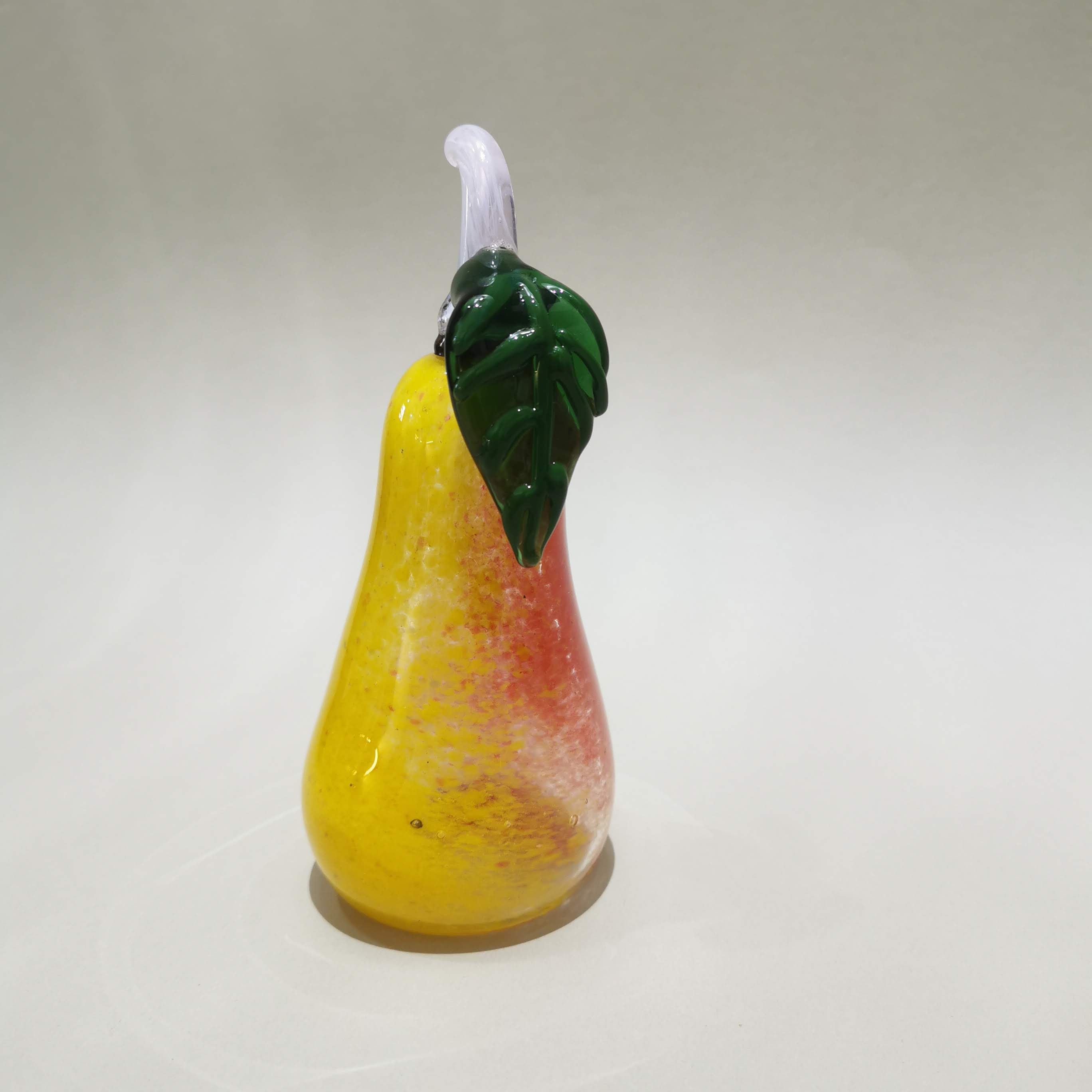 Murano Glass Style Decoration- Red Yellow Pear Art Glass