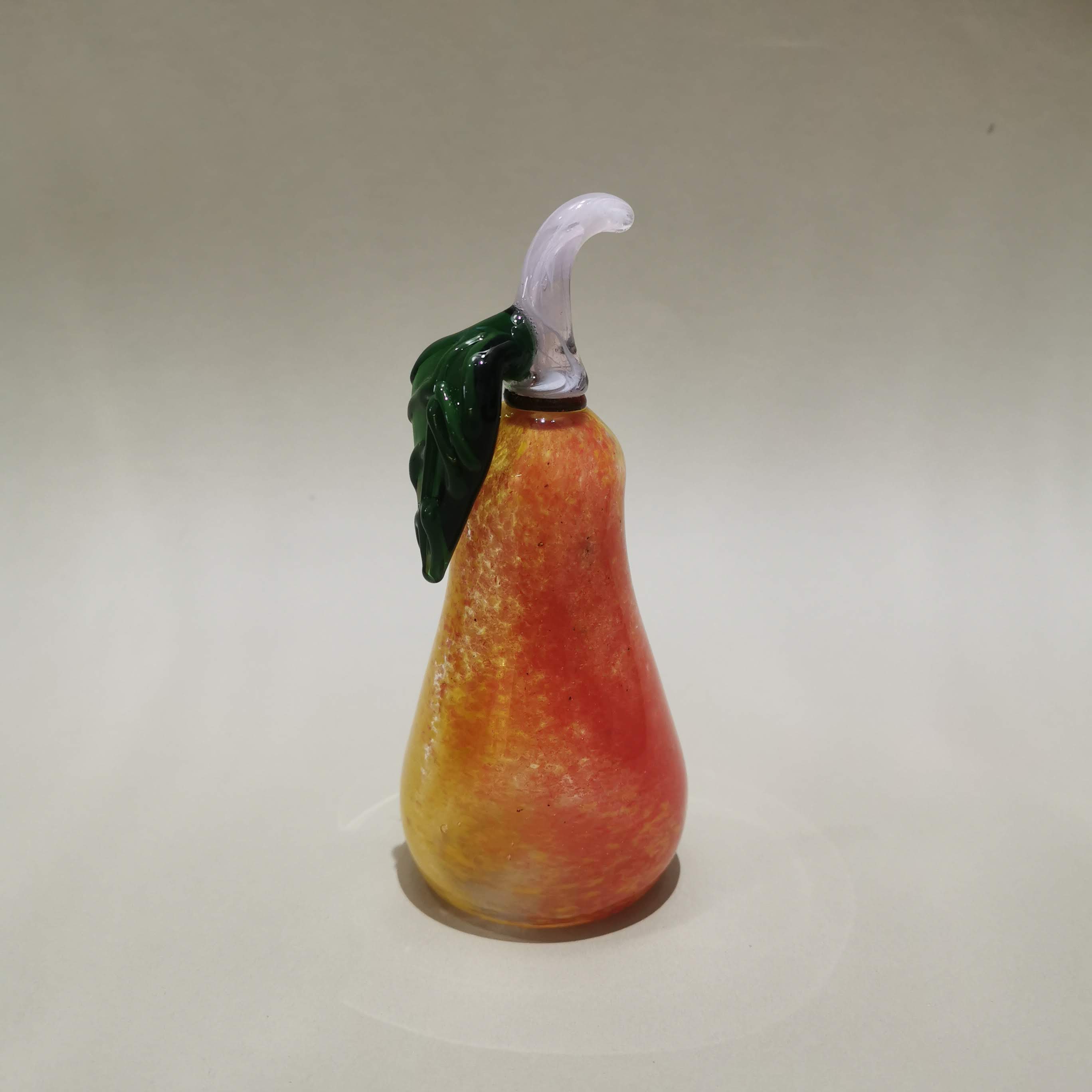 Murano Glass Style Decoration- Red Yellow Pear Art Glass
