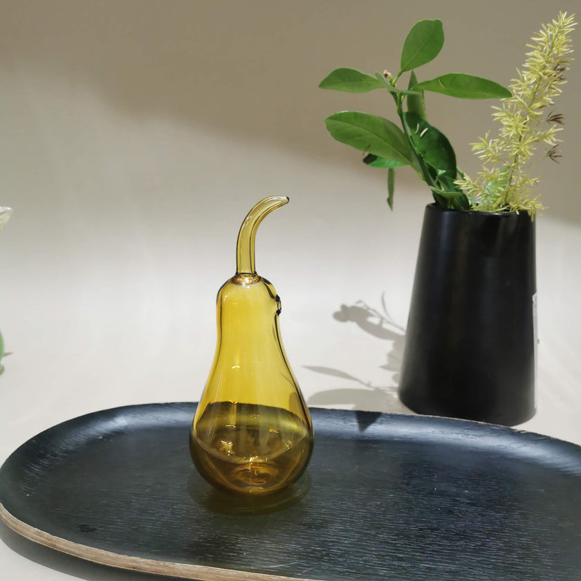 Murano Glass Style Decoration- Pear Amber