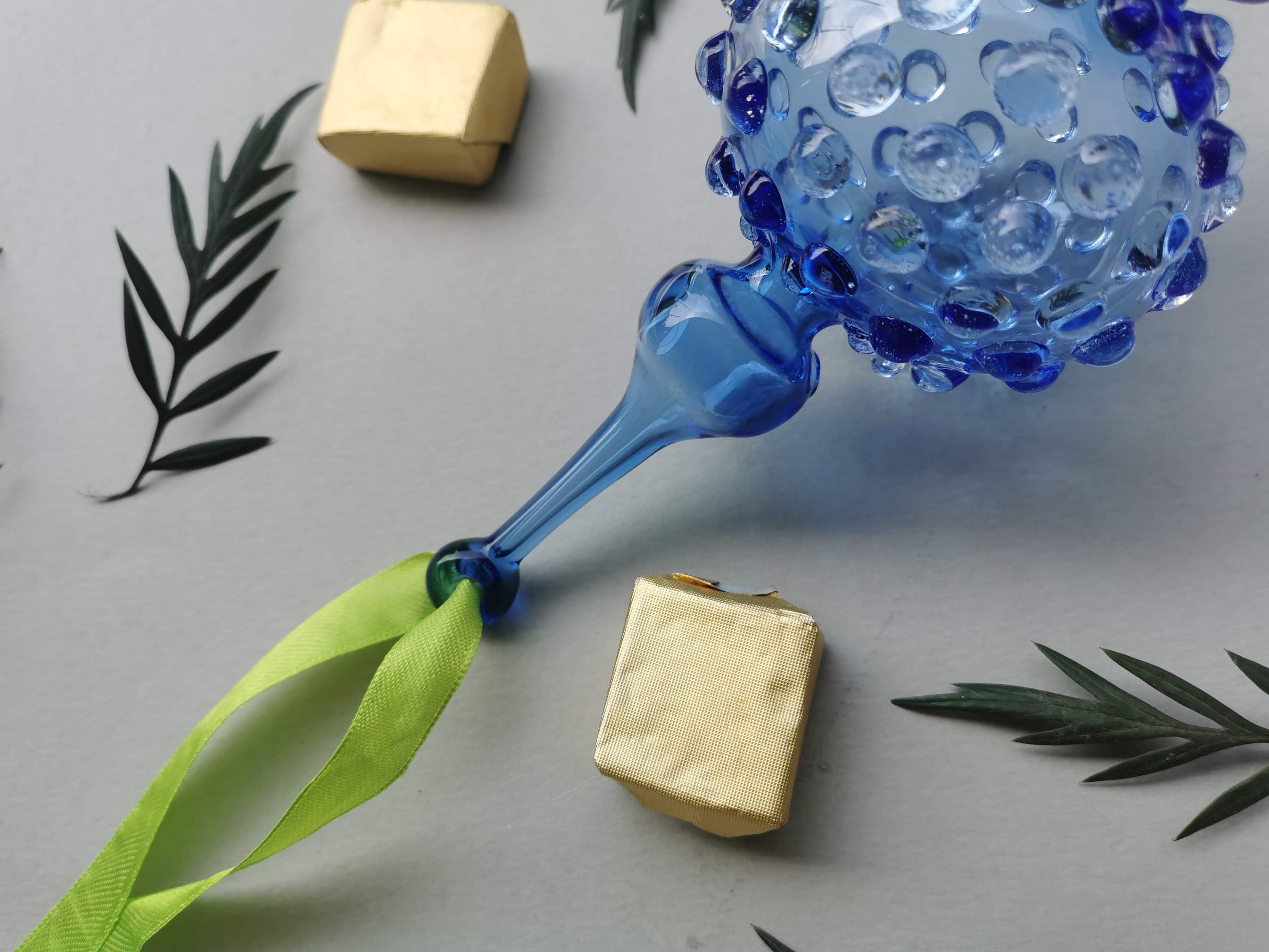 Handblown Glass Ornament -  Lumina, Moroccon Blue