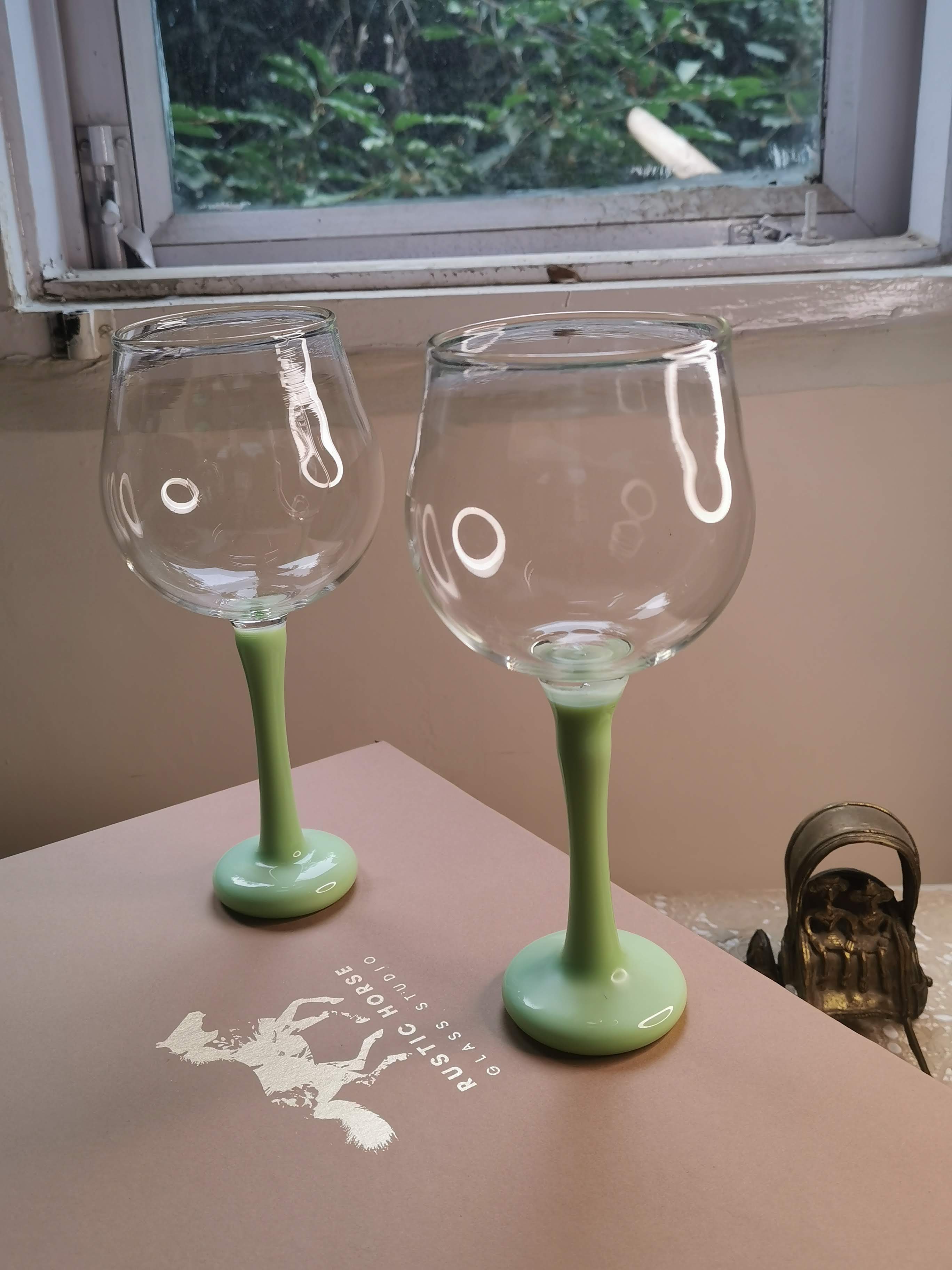 Paris  Green Wine Glass