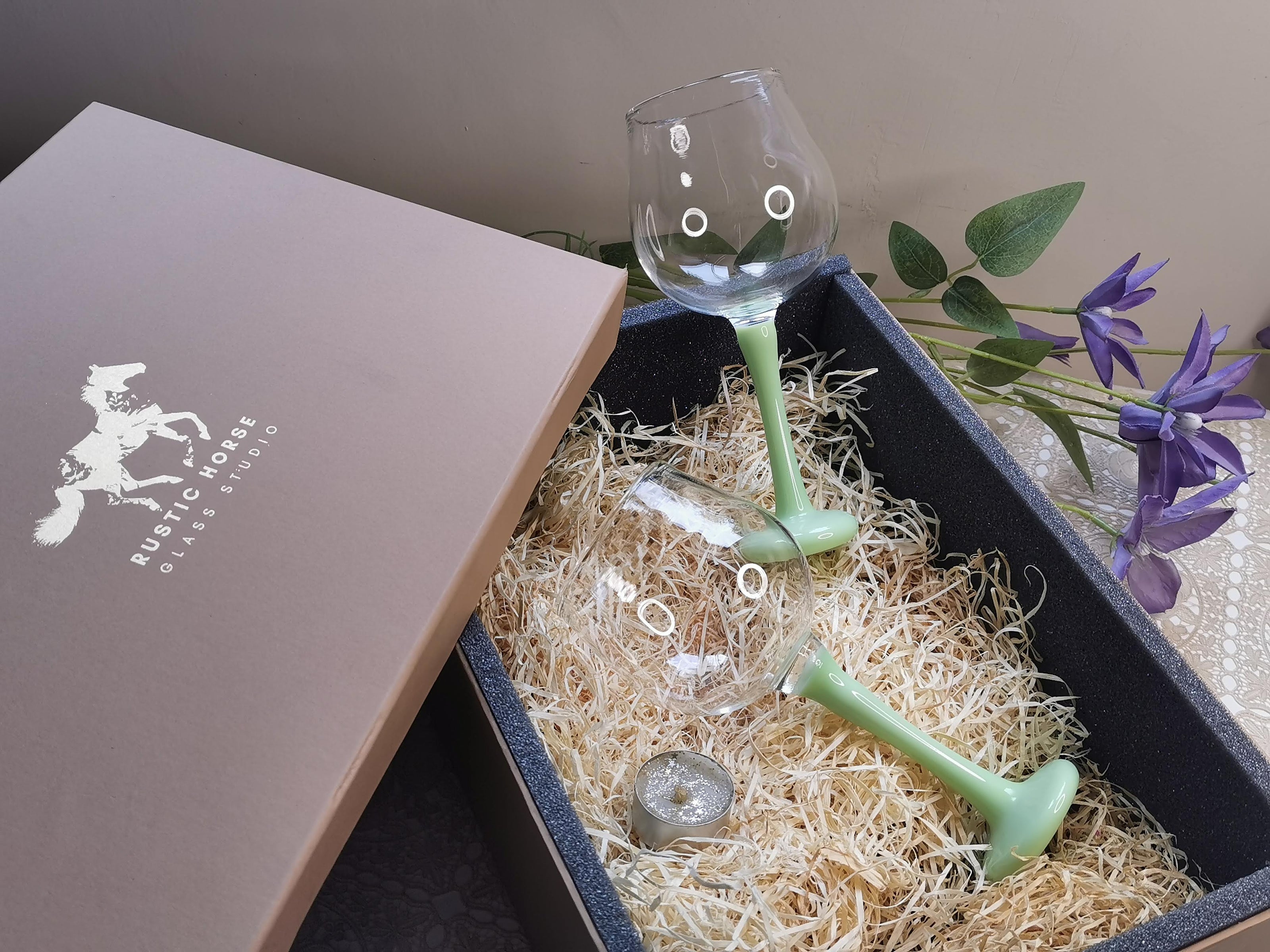 Paris  Green Wine Glass