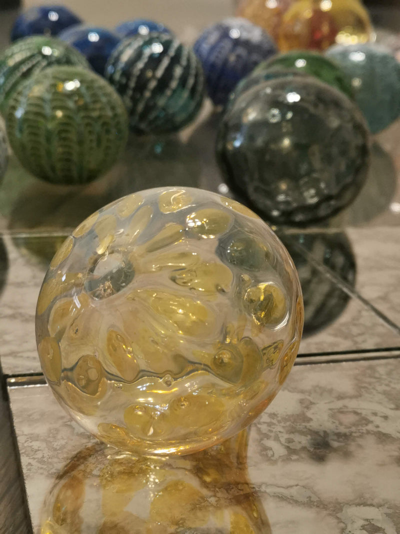 Art Glass Hand Blown Sphere Misty Gold