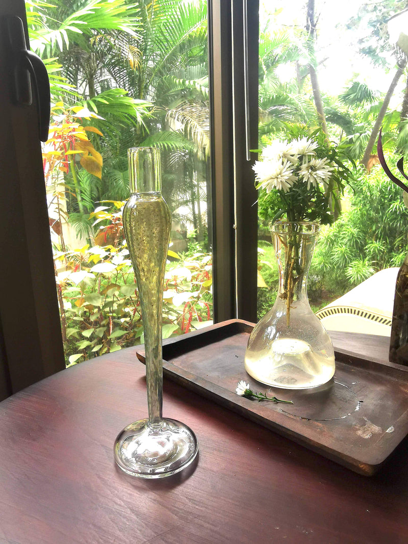 Elegant  vintage  glass candle holder - Silk