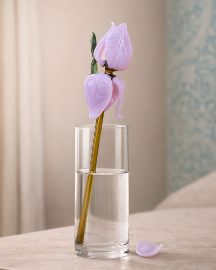 Laveder Whisper- Glass Rose (10”)