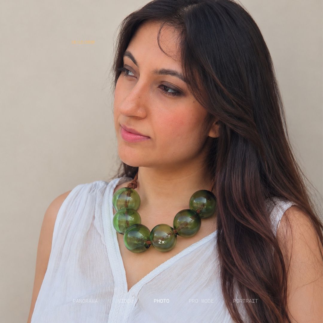Verdant Halo Necklace | Handblown Glass Wearable Art