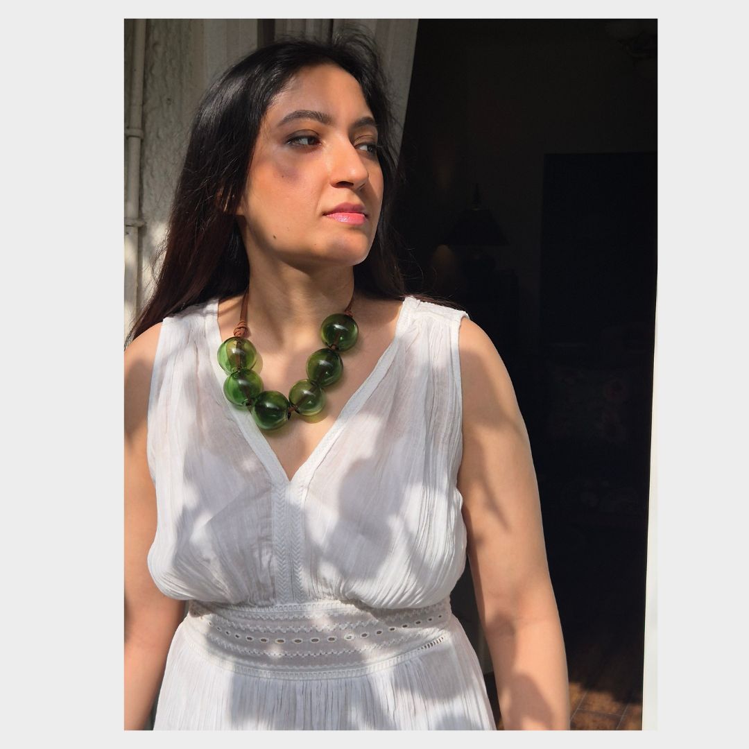 Verdant Halo Necklace | Handblown Glass Wearable Art