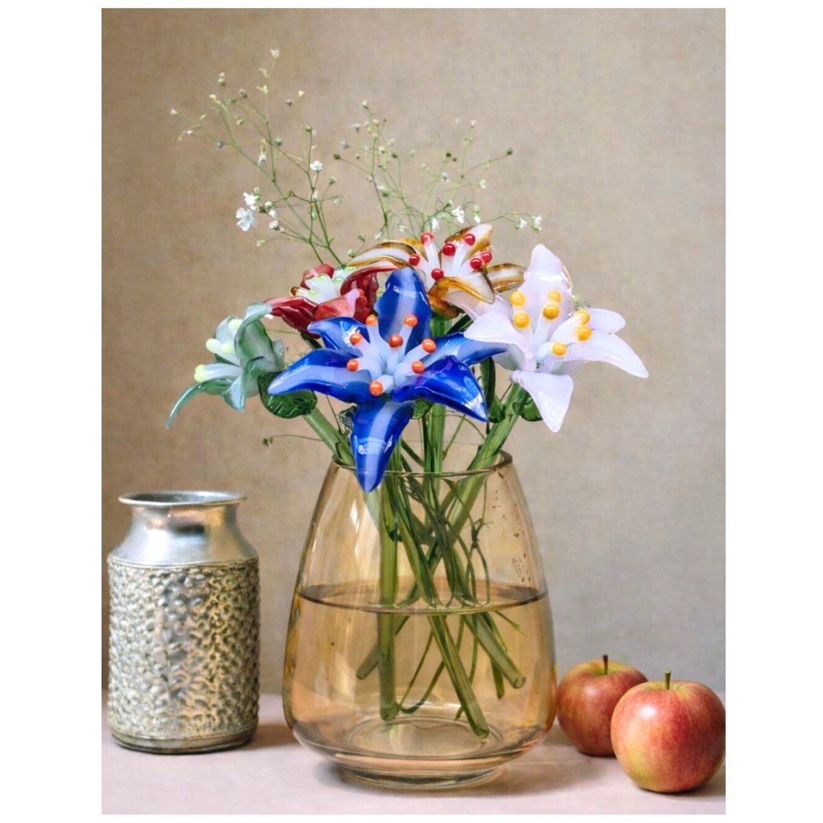 Aqua Bloom Lily – Hand-Blown Glass Flower