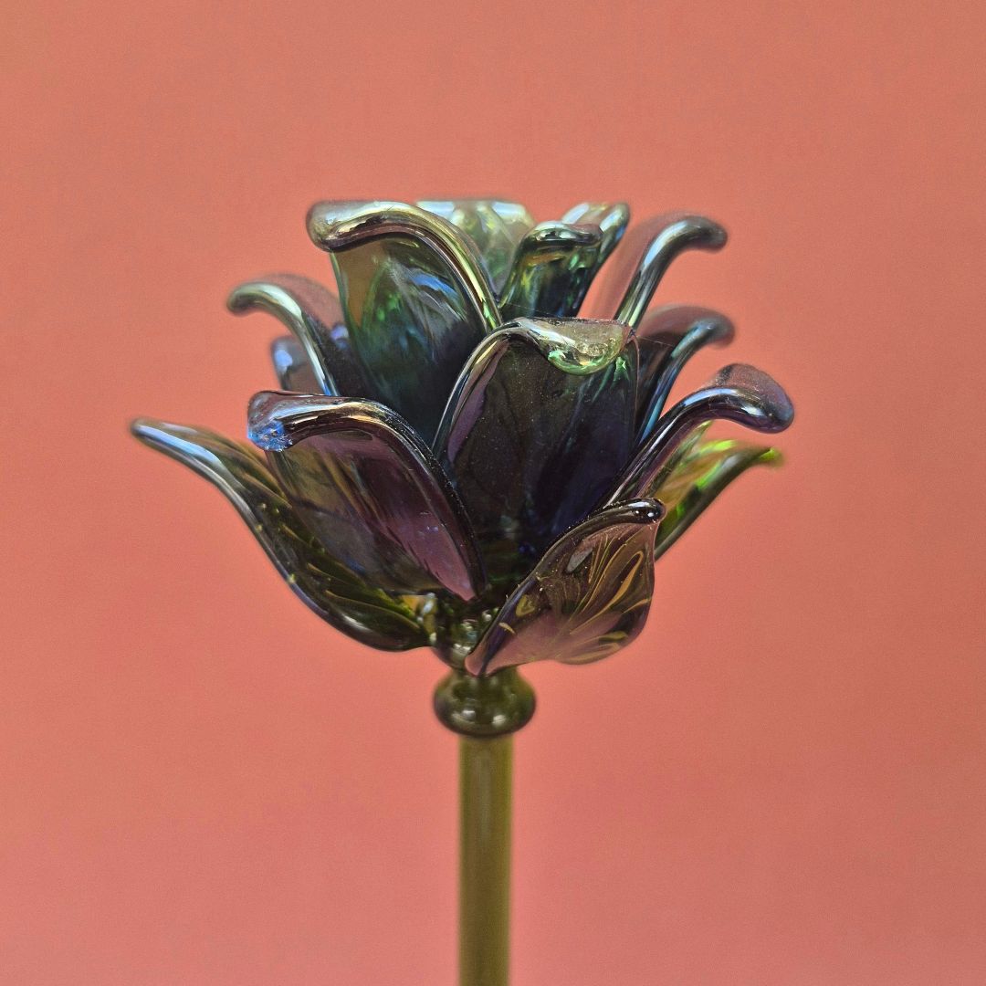 Cobalt Lisianthus- Handblown Glass Flower