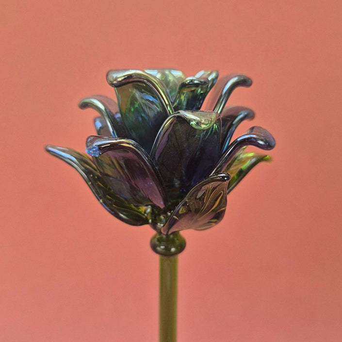 Cobalt Lisianthus- Handblown Glass Flower
