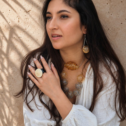 Ivory Bloom | Handblown Glass Statement Ring