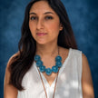 Handblown Blue Glass Bead Statement Necklace | Tidal Echo