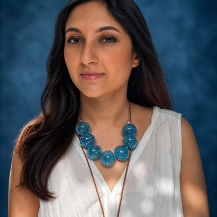 Handblown Blue Glass Bead Statement Necklace | Tidal Echo