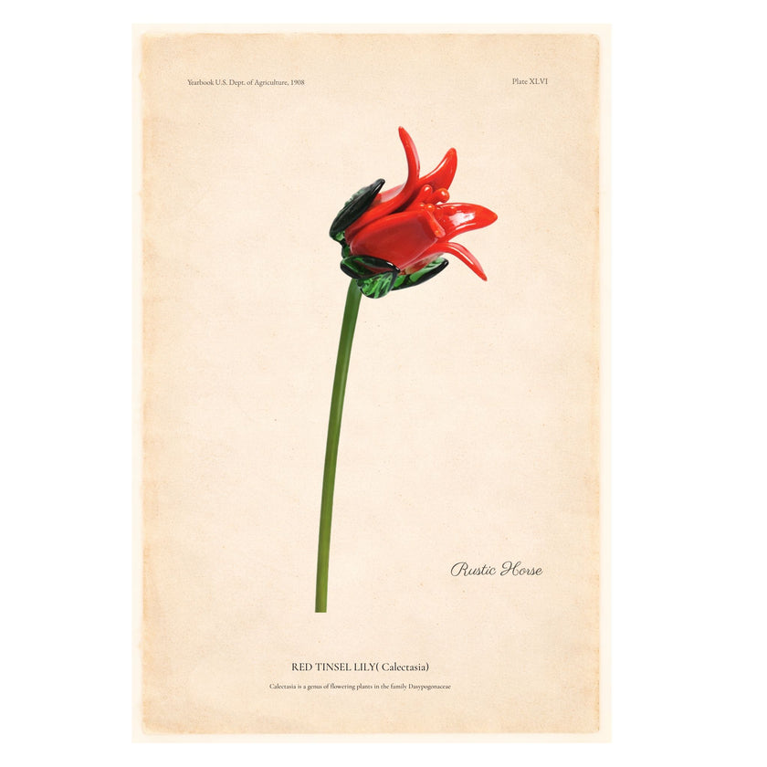 Tinsel Lily Glass Flower Stem - Red