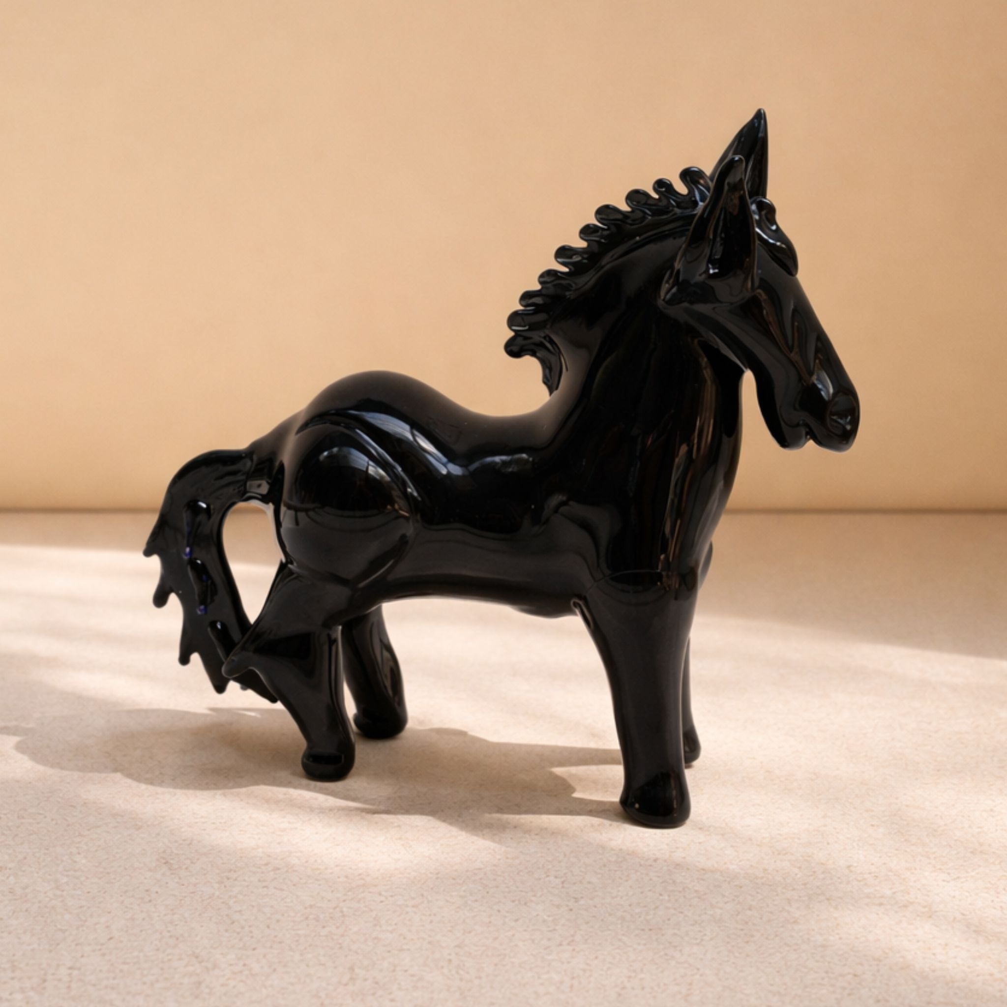 Noir Equus — Handblown Black Glass Horse Sculpture