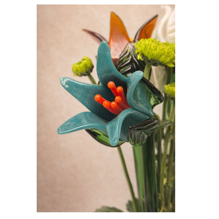 Tinsel Lily Glass Flower Stem - Teal