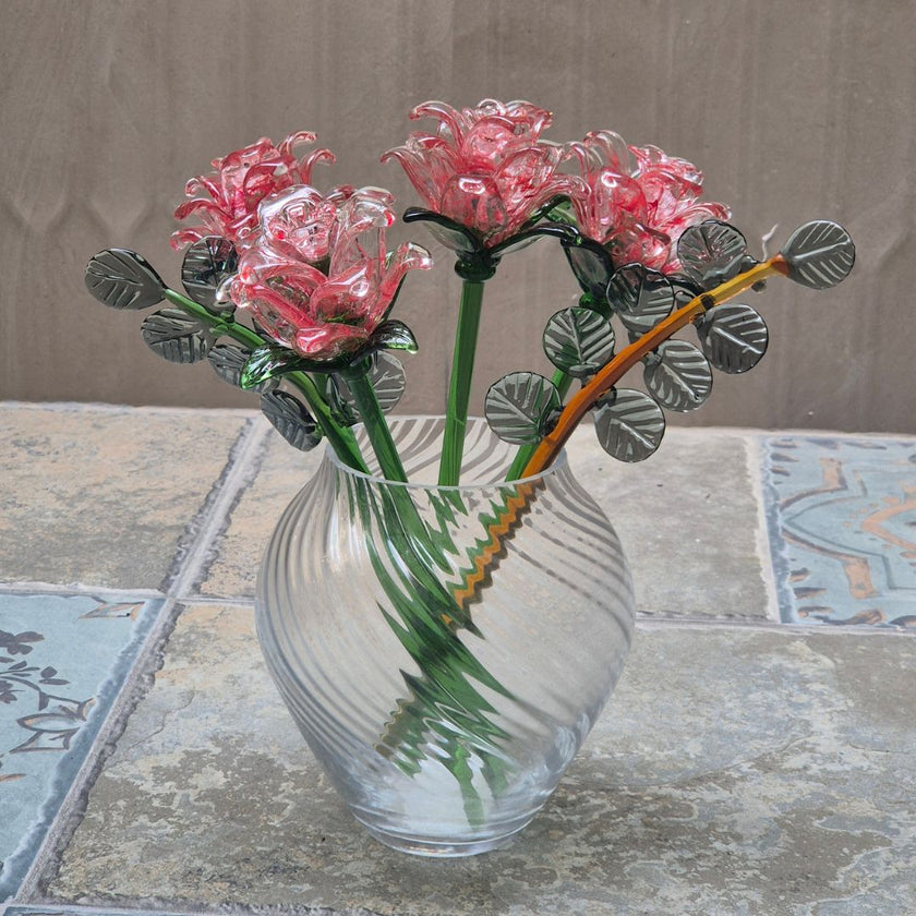 Rosalina Lisianthus- Handblown Glass Flower-Full Bouquet