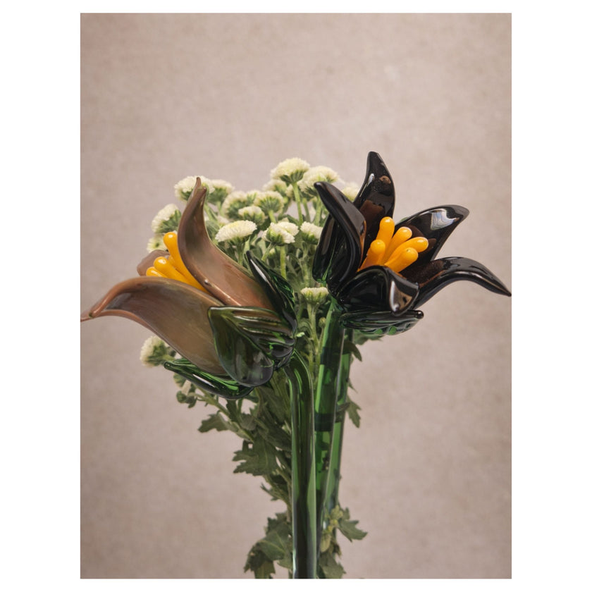 Tinsel Lily Glass Flower Stem - Black