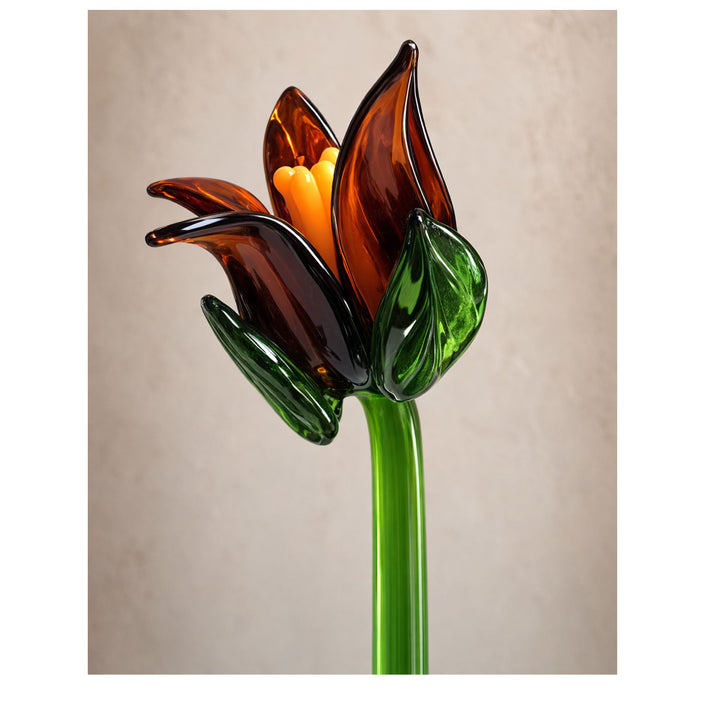 Tinsel Lily Glass Flower Stem - Amber