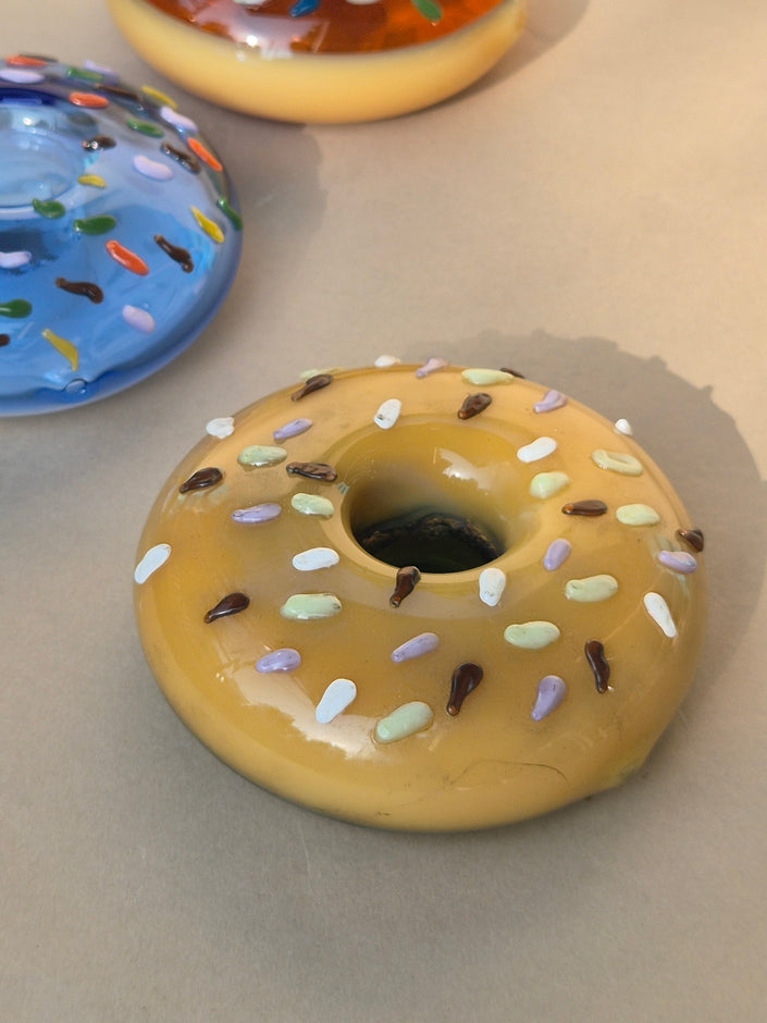 Retro Glass Donut Sculpture- Caramel