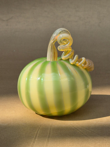 Murano-Style Glass- Meadow Stripe Pumpkin