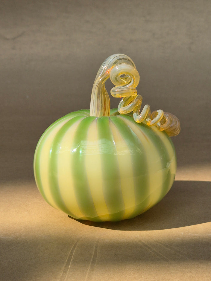 Murano-Style Glass- Meadow Stripe Pumpkin