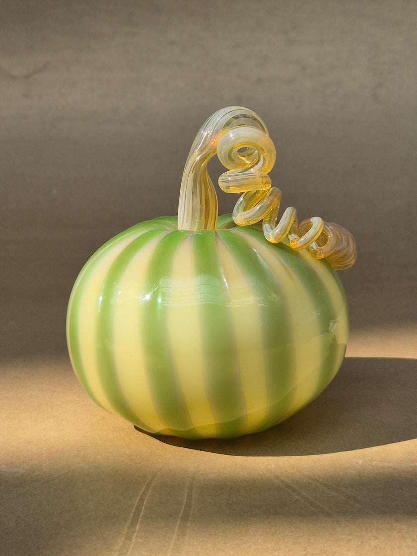 Murano-Style Glass- Meadow Stripe Pumpkin