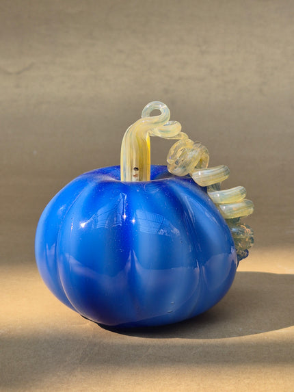 Murano-Style Glass- Cobalt Harvest Pumpkin