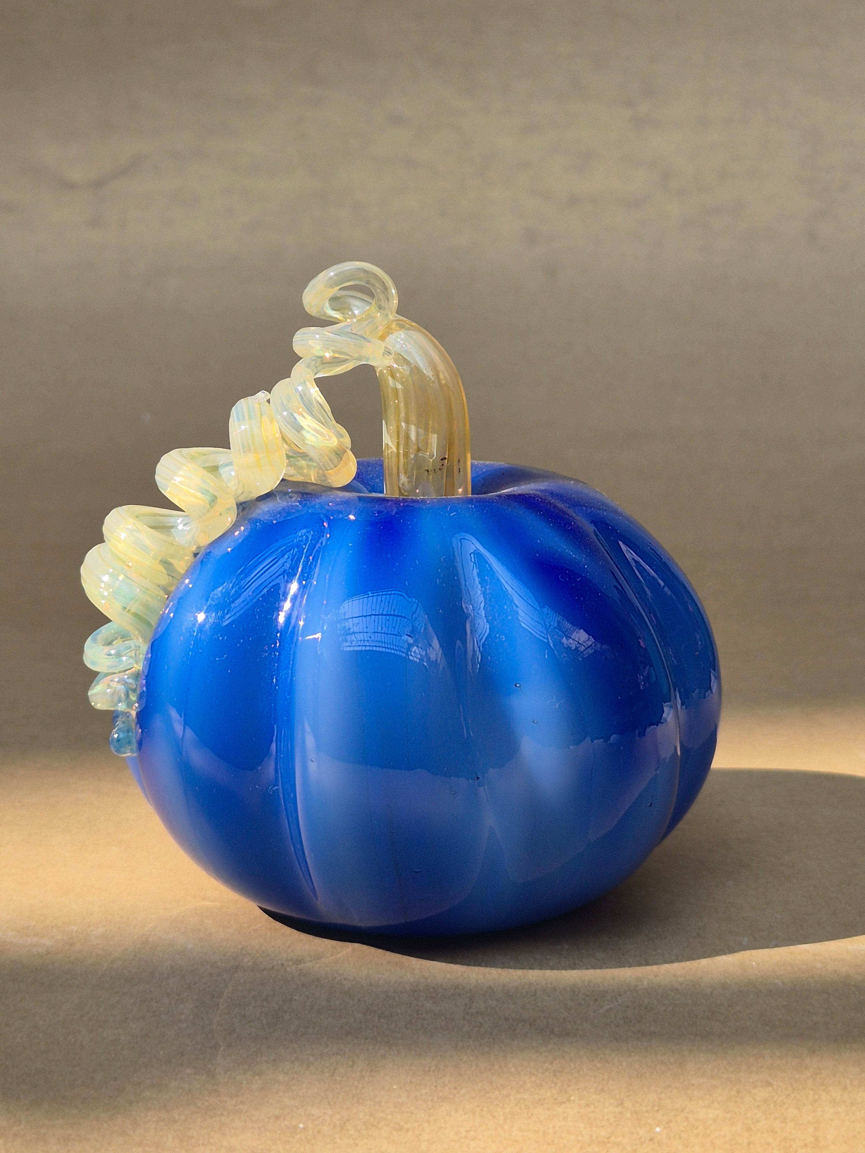 Murano-Style Glass- Cobalt Harvest Pumpkin