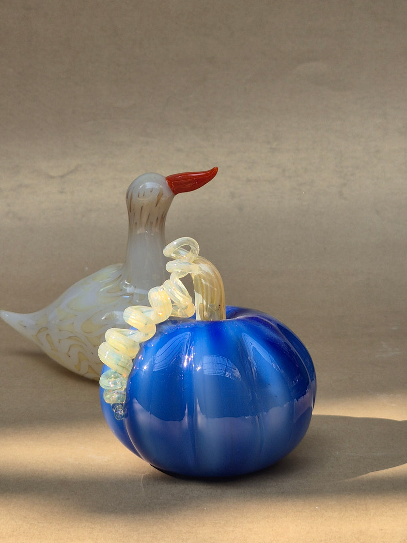 Murano-Style Glass- Cobalt Harvest Pumpkin