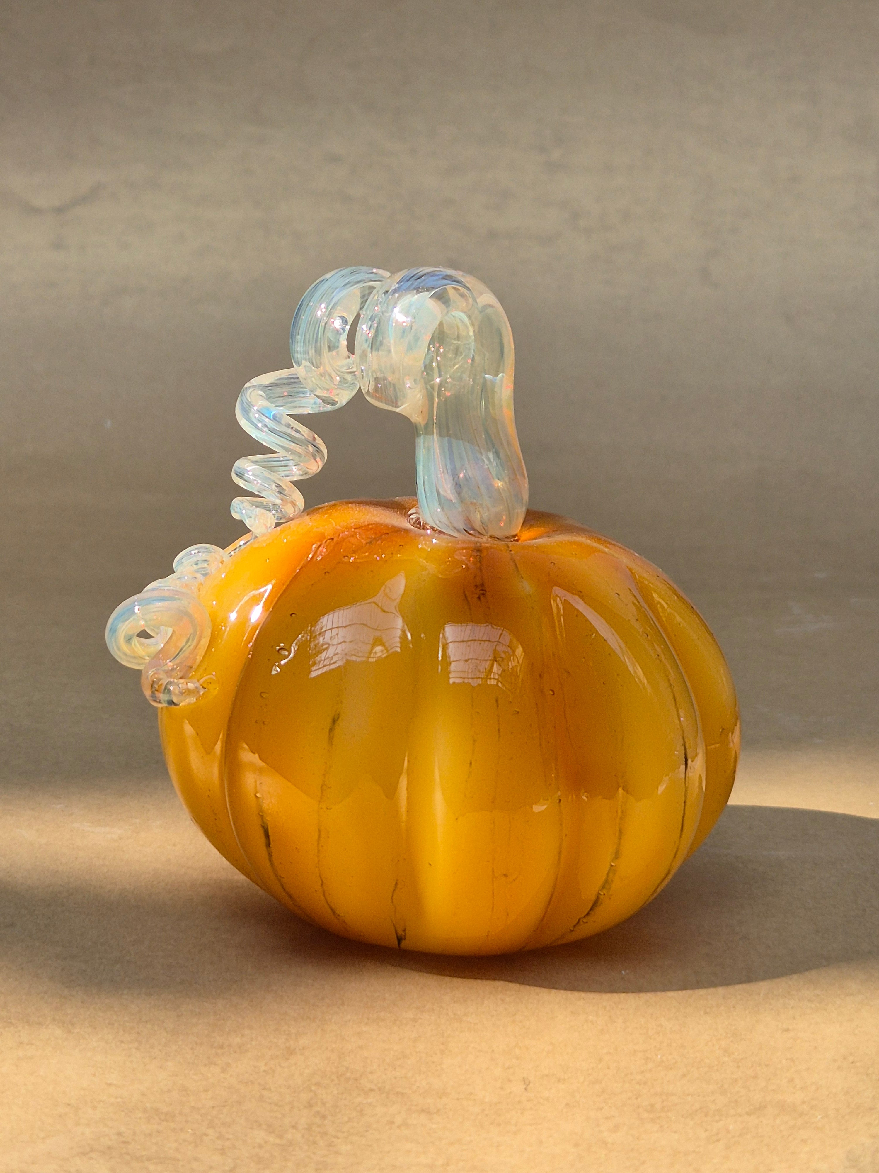 Murano-Style Glass-  Harvest Amber Pumpkin