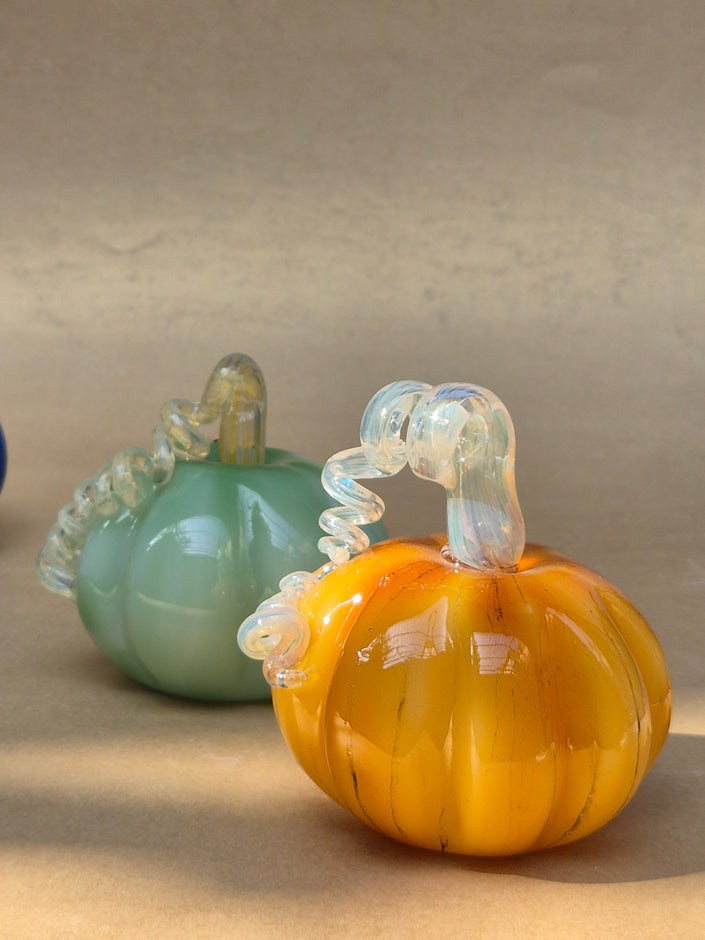 Murano-Style Glass-  Harvest Amber Pumpkin