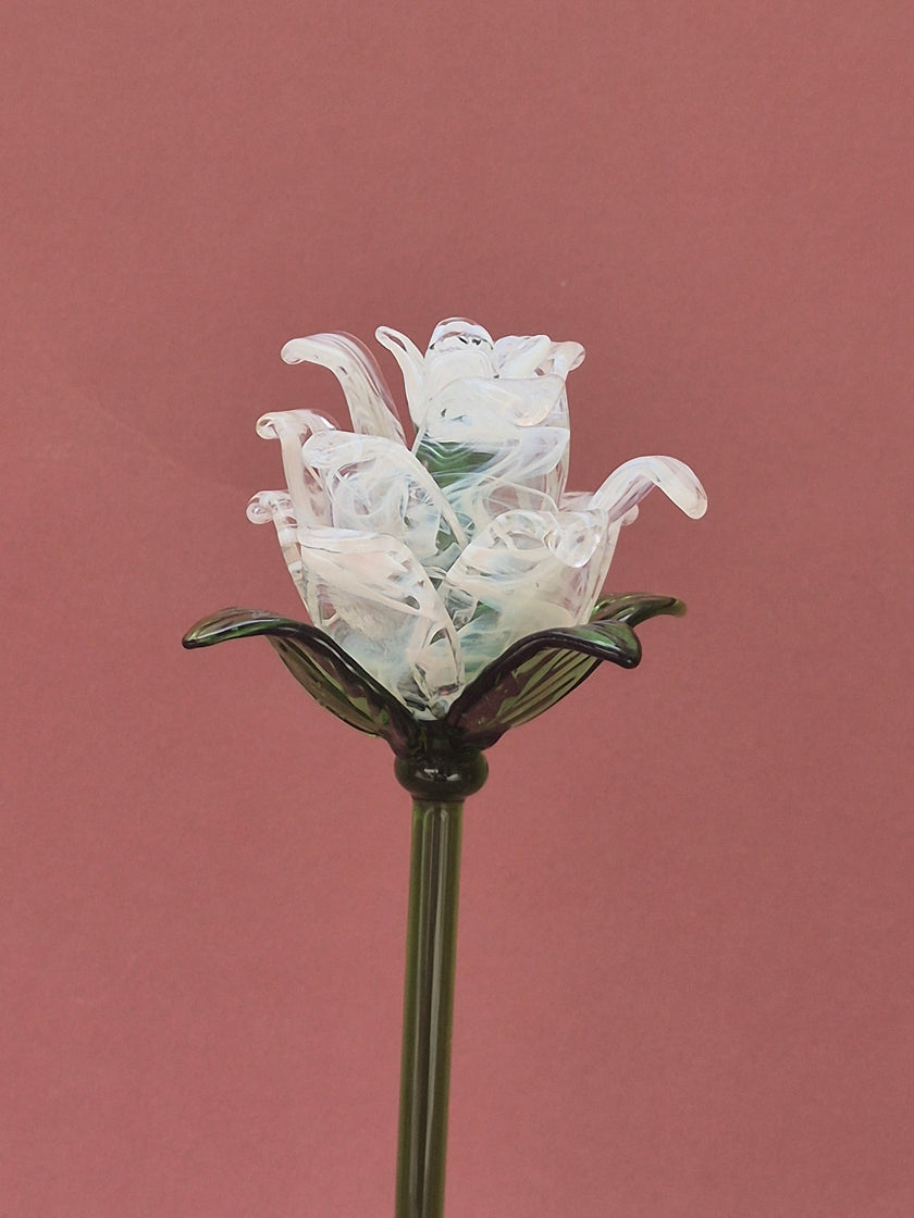 Pearl Lisianthus- Handblown Glass Flower