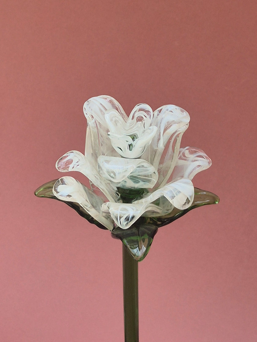 Pearl Lisianthus- Handblown Glass Flower