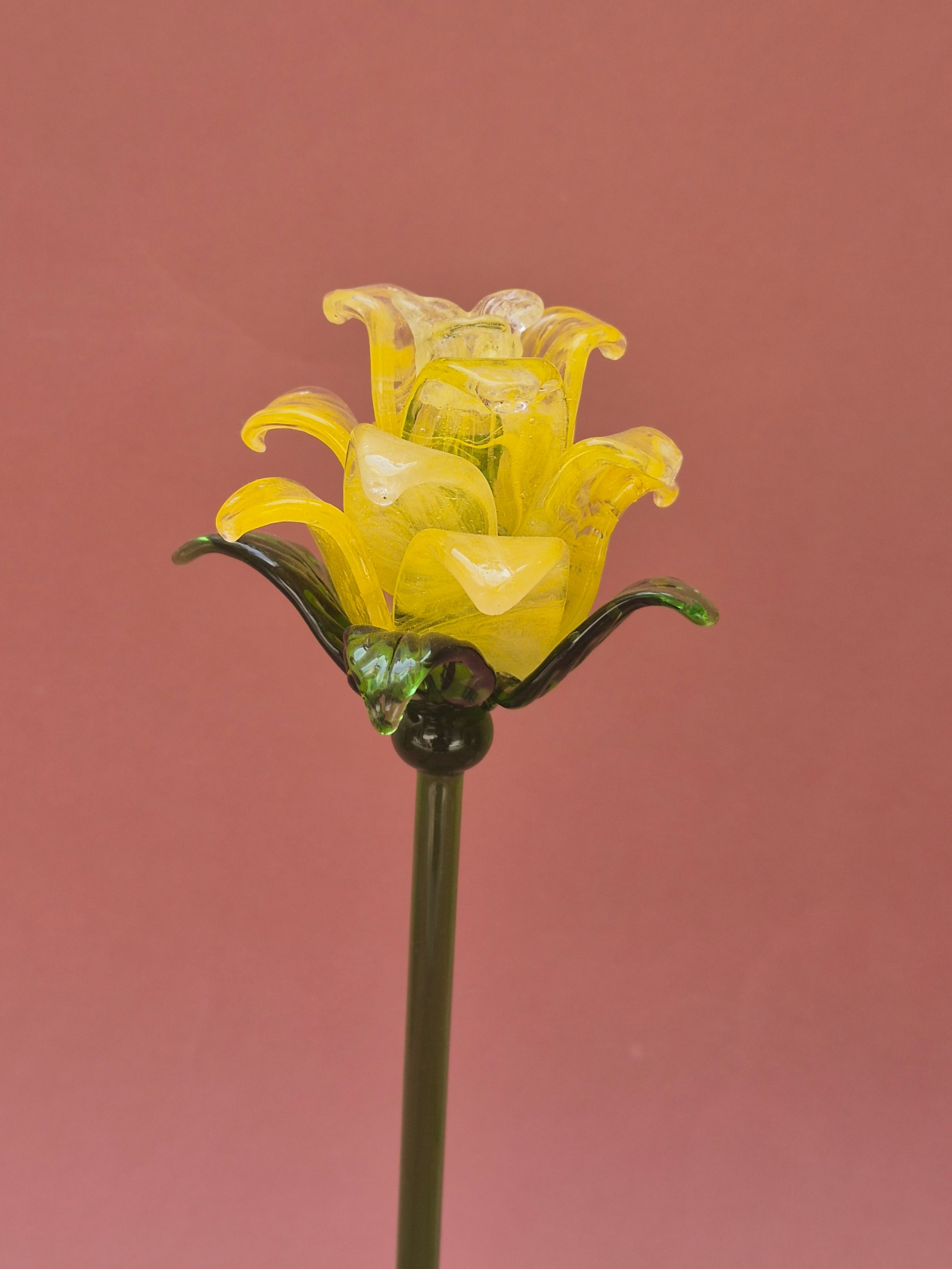 Citrine Lisianthus- Handblown Glass Flower