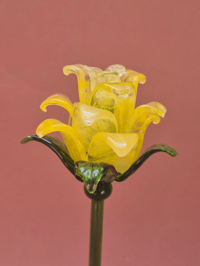 Citrine Lisianthus- Handblown Glass Flower