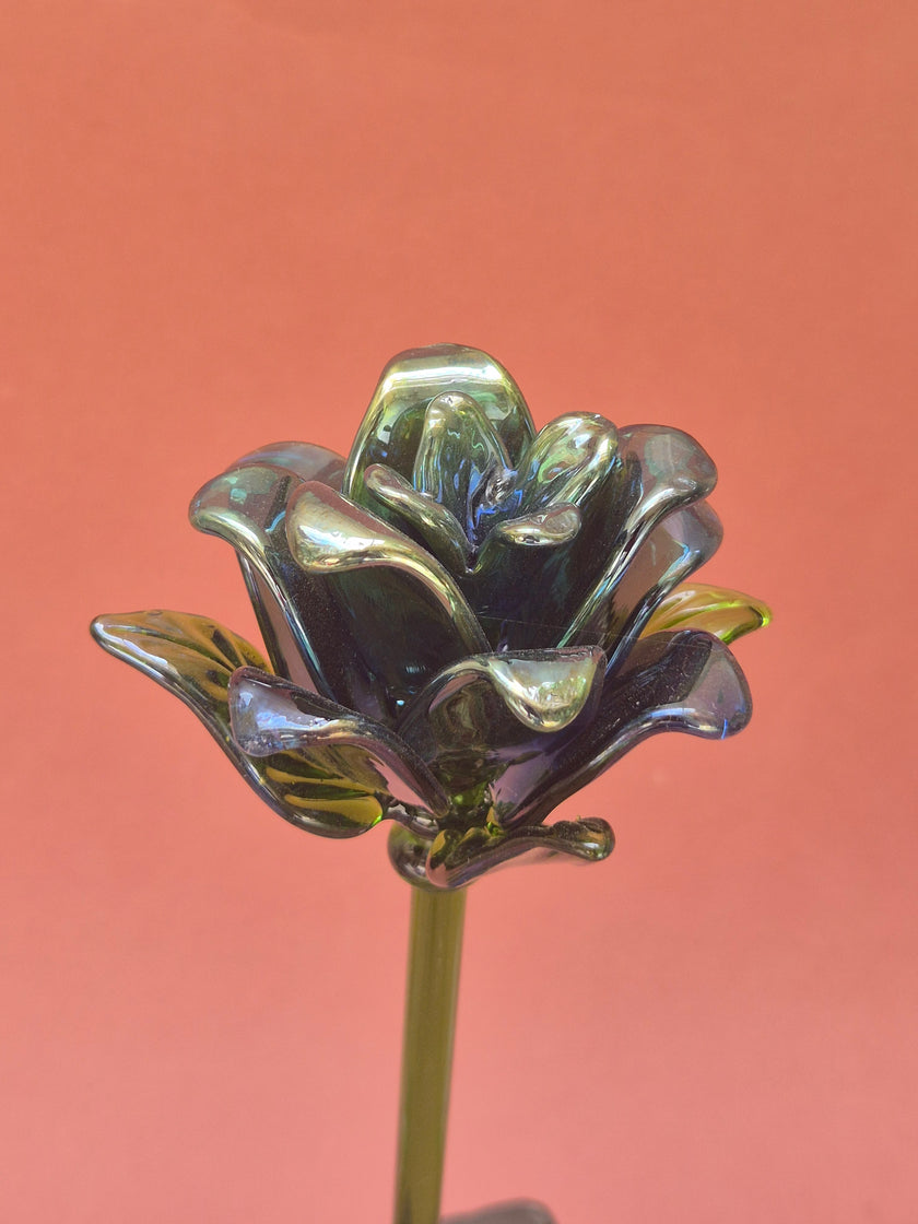 Cobalt Lisianthus- Handblown Glass Flower