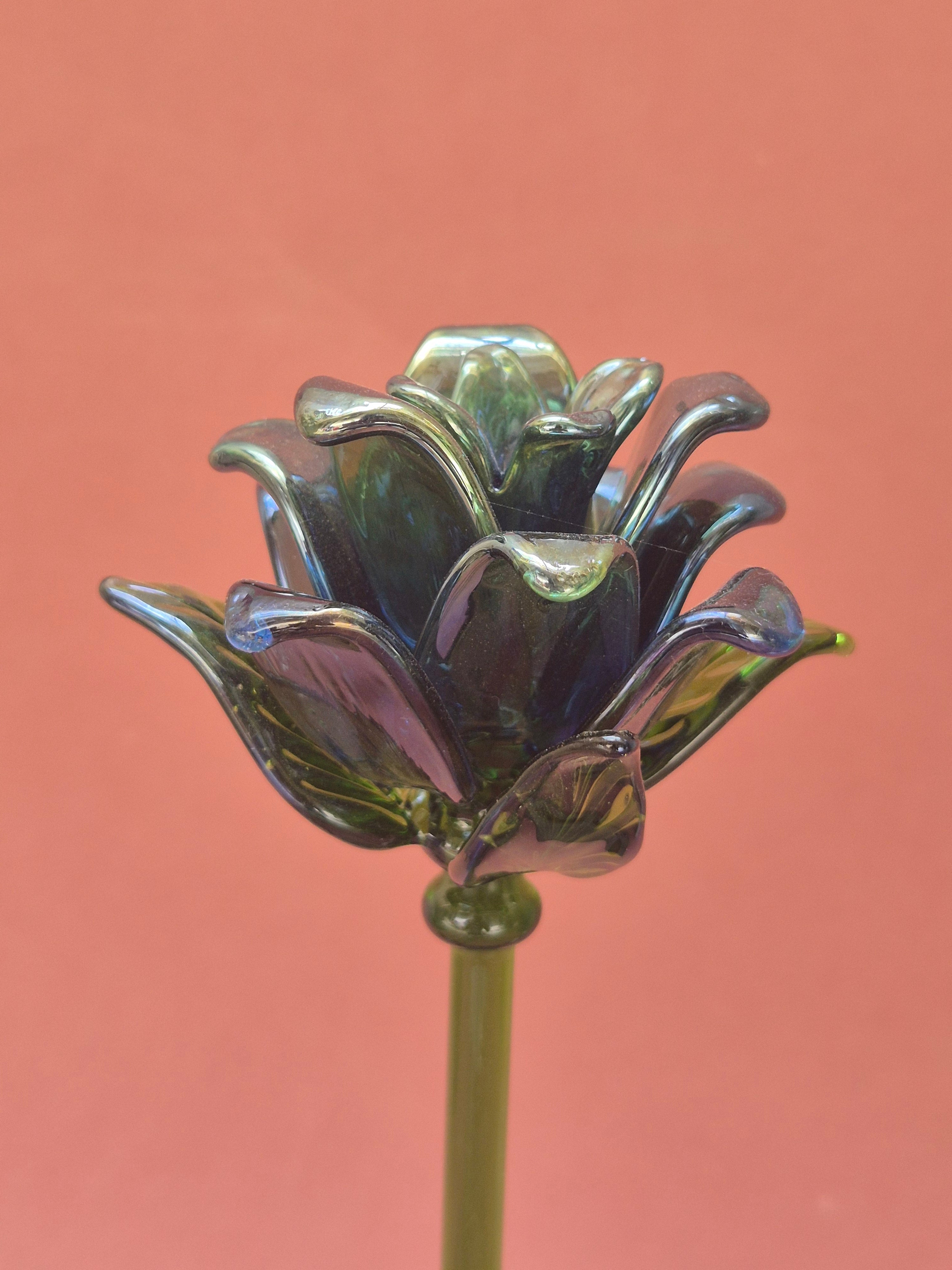Cobalt Lisianthus- Handblown Glass Flower