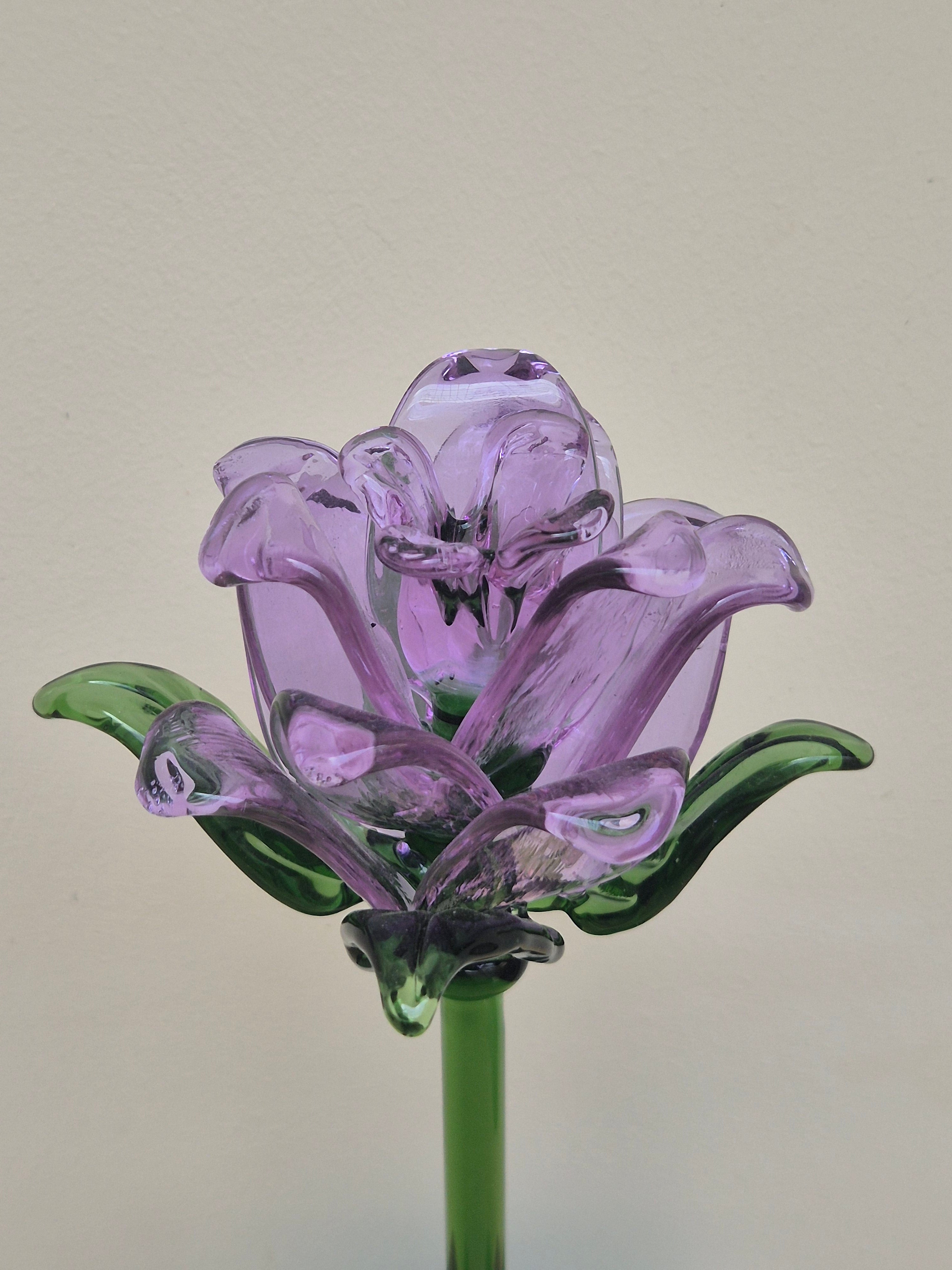 Amethyst Lisianthus- Handblown Glass Flower