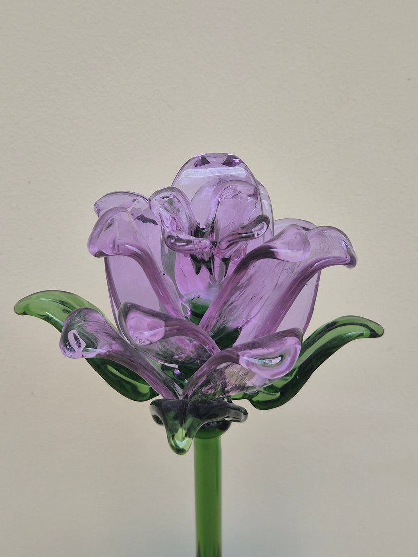 Amethyst Lisianthus- Handblown Glass Flower