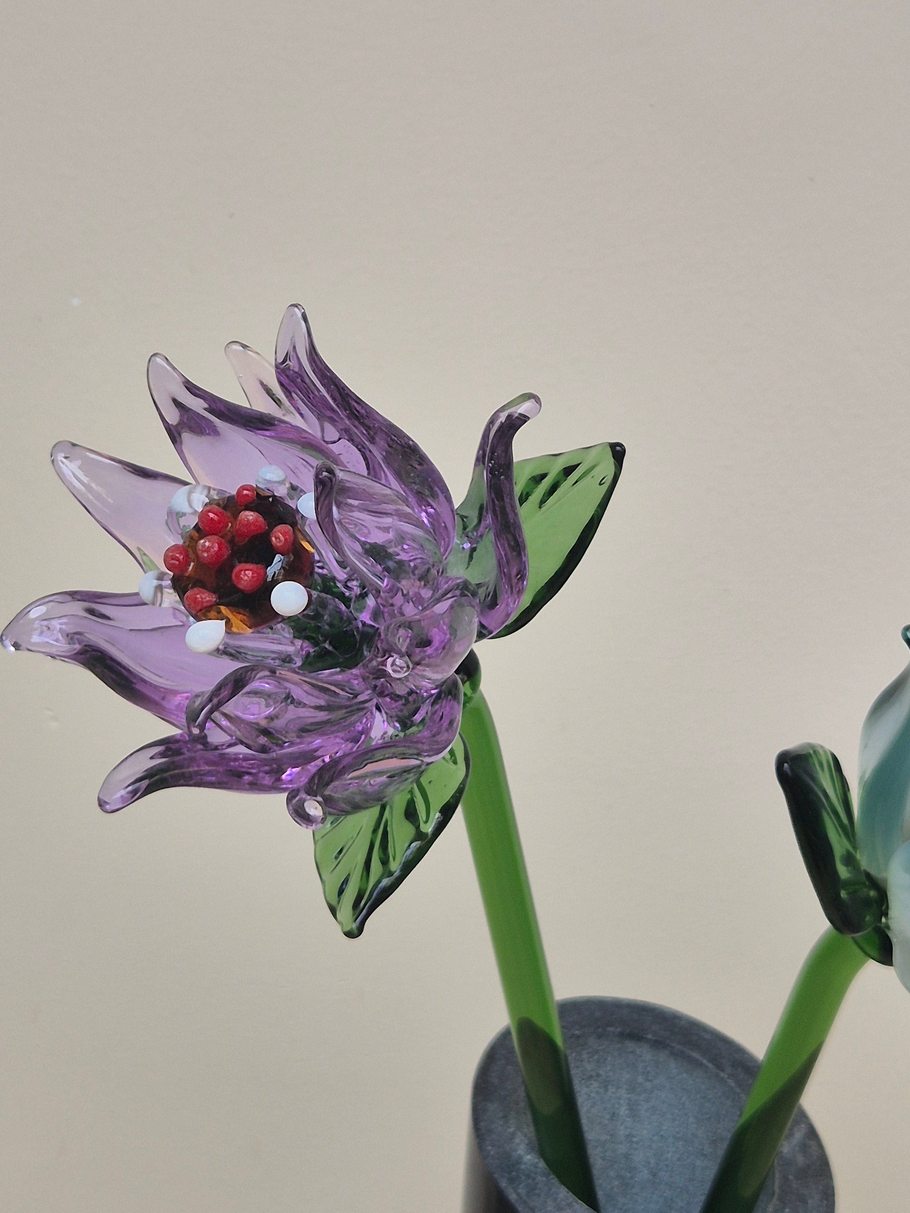 Viola Clematis- Hand-Blown Glass Flower