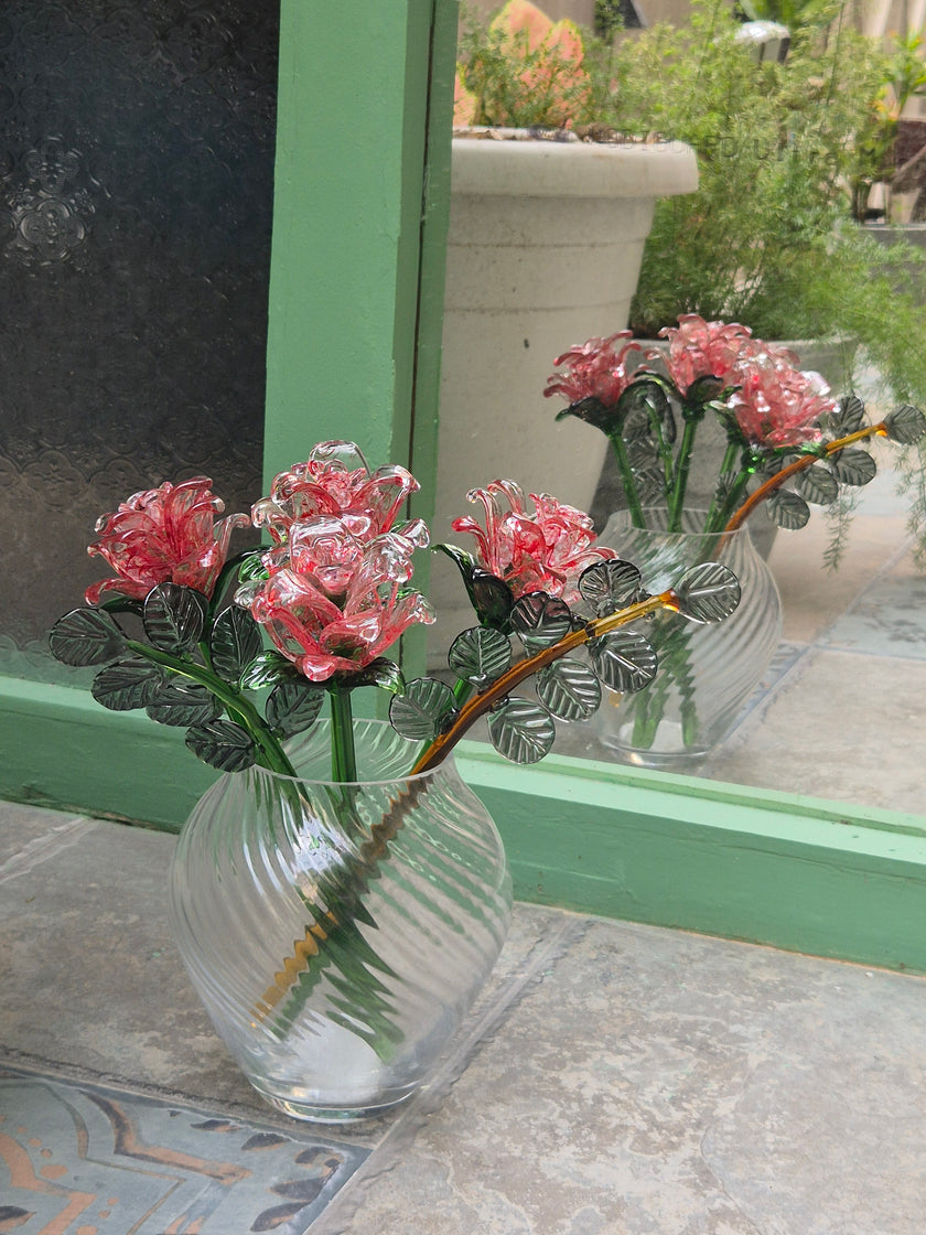 Rosalina Lisianthus- Handblown Glass Flower-Full Bouquet