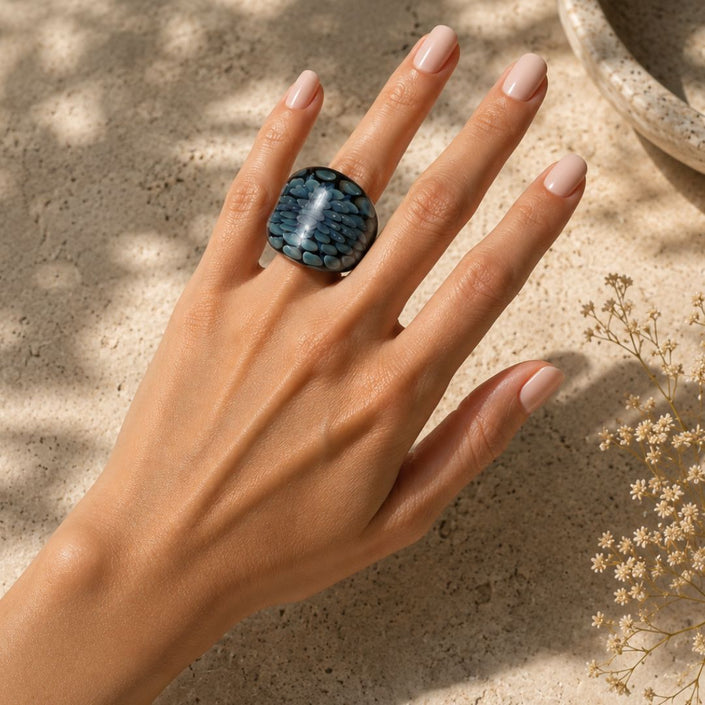 Midnight Reef | Handblown Glass Statement Ring