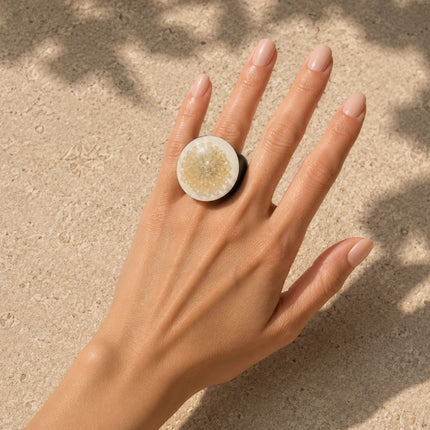 Ivory Bloom | Handblown Glass Statement Ring
