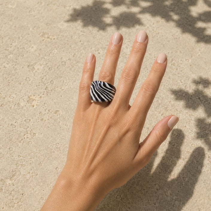 Tidal Lines | Handblown Glass Statement Ring