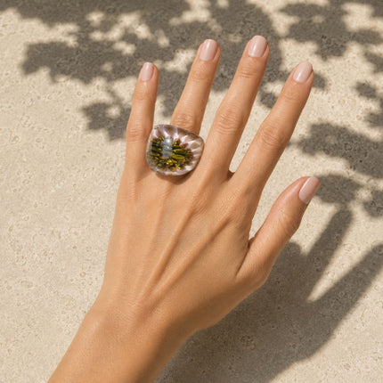 Verdant Halo | Handblown Glass Statement Ring