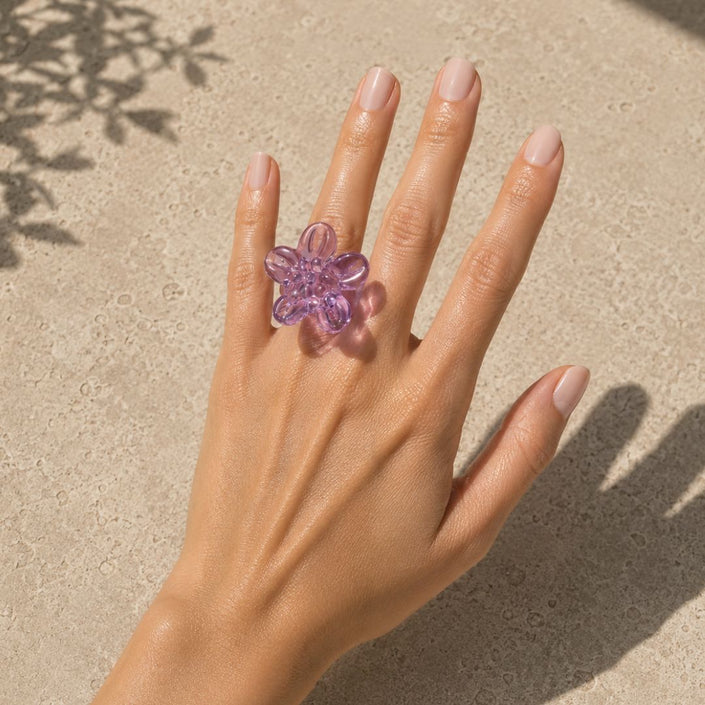 Amethyst Blossom | Handblown Glass Flower Ring
